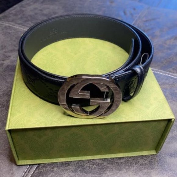 GUCCI SIGNATURE LEATHER BELT ( MONOGRAM )